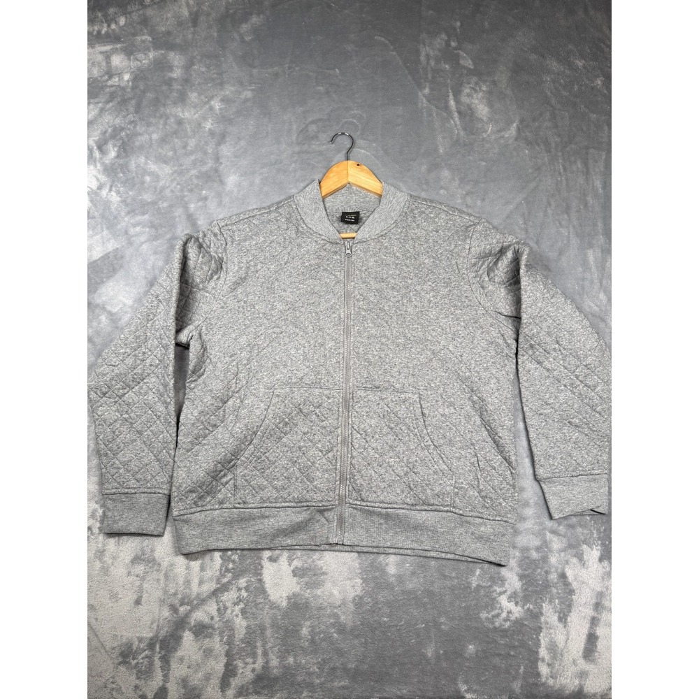 Athletic Works Quilted Bomber Jacket Womens XL 16-18 Heather Gray Knit Full Zip